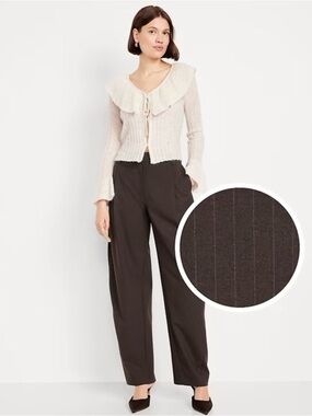 NWT Barrel Leg Pinstripe Dress Pants - Brown Old Navy
